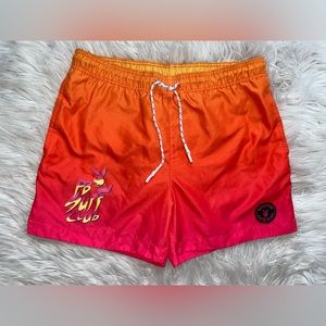 Playboy by Pacsun men’s M medium swim trunks orange ombré surf club mesh lined